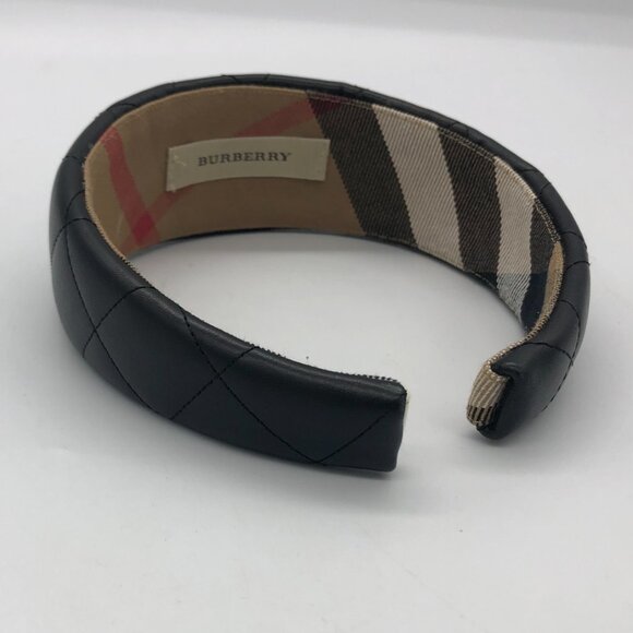 Burberry Quilted Black Leather Headband - Picture 5 of 8